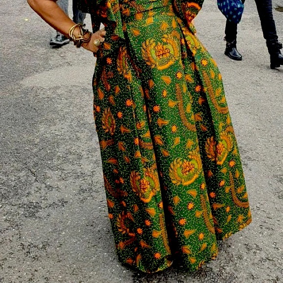 Brand New Ankara Green & Orange Maxi Dress (African). UK Size 14 / US Size 10 - Picture 5 of 6